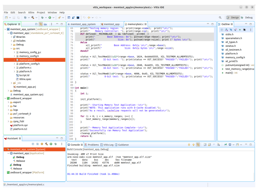 Vitis IDE project view